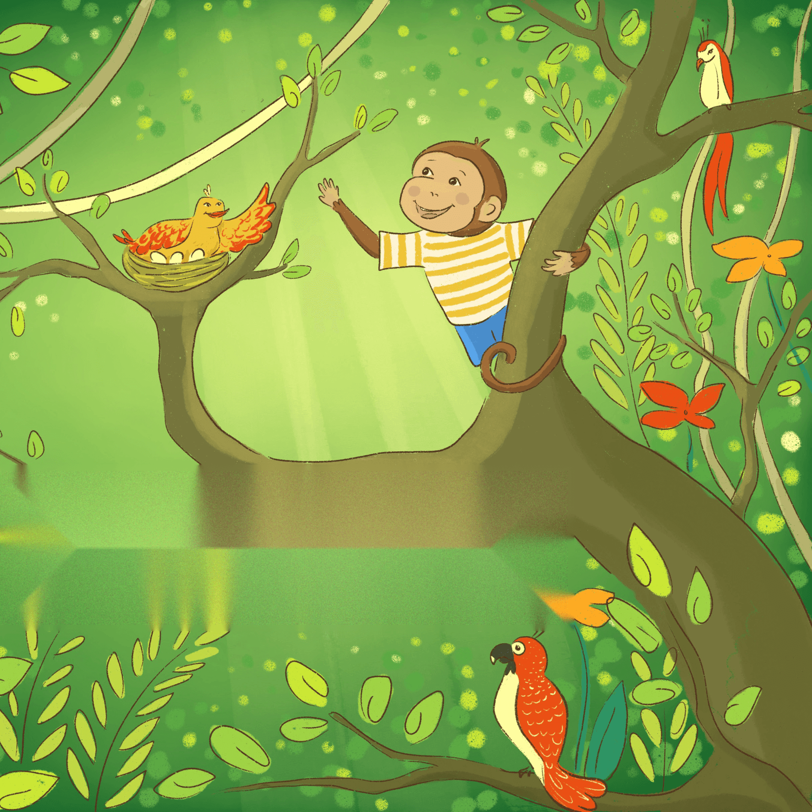 Groovy exploring a lush, leafy corner of the outdoors
